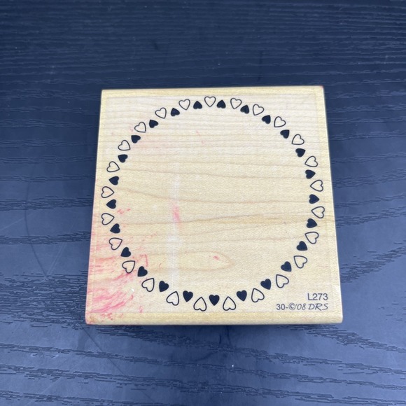 Other - Heart Wreath Embossing Stamp Wood Mounted Romantic Wedding Craft Embosser